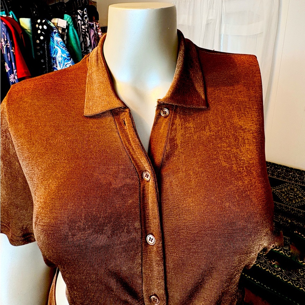NWT Rue21: Rust Cut-Out Button-Up Dress - Picture 14 of 16